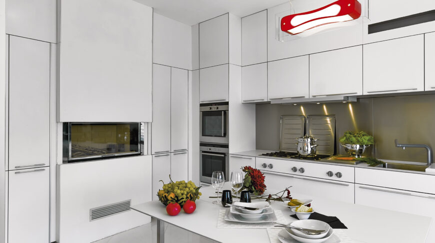 interior shots of a modern white kitchen